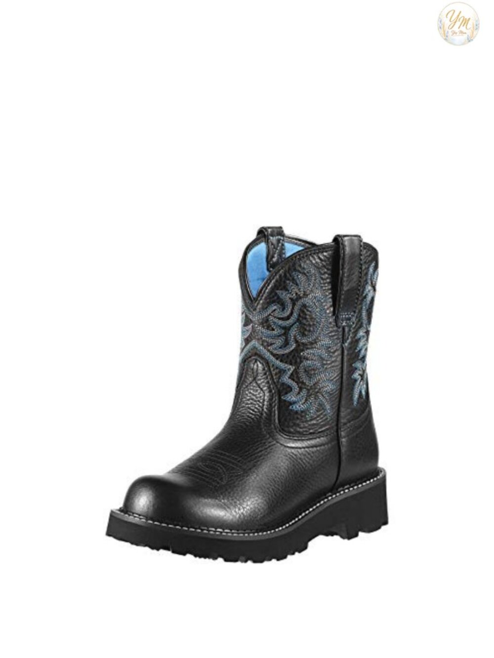 Women's Mid-Calf Cowgirl Boots Leather Slip-On Embroidered Western Boots